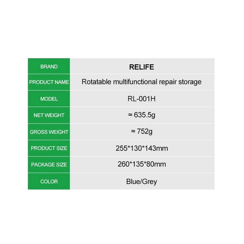 360 Rotating Stepped Tool Organizer Phone Repair Storage Rack RELIFE RL-001H - Grey Tool Organizer Storage FoneFunShop