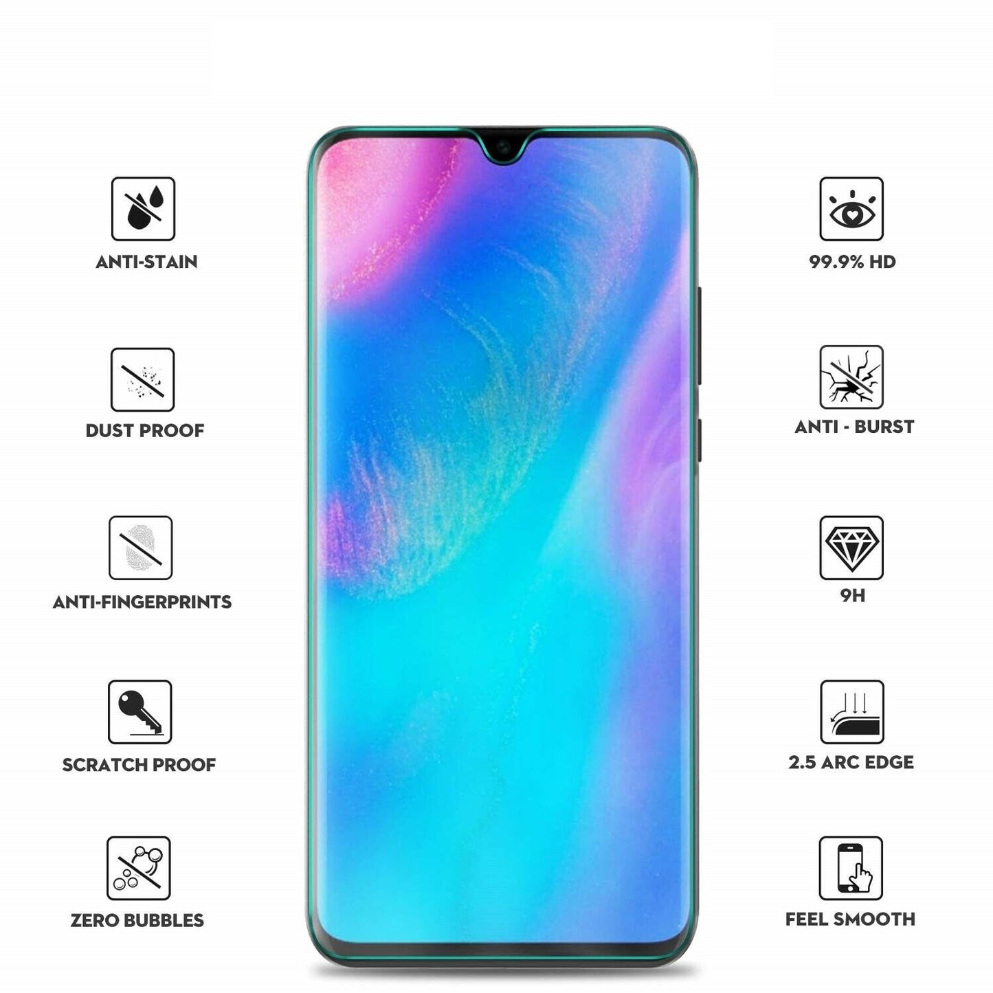 Screen Protector For Huawei P30 Lite Full Cover Tempered Glass Screen Protector FoneFunShop
