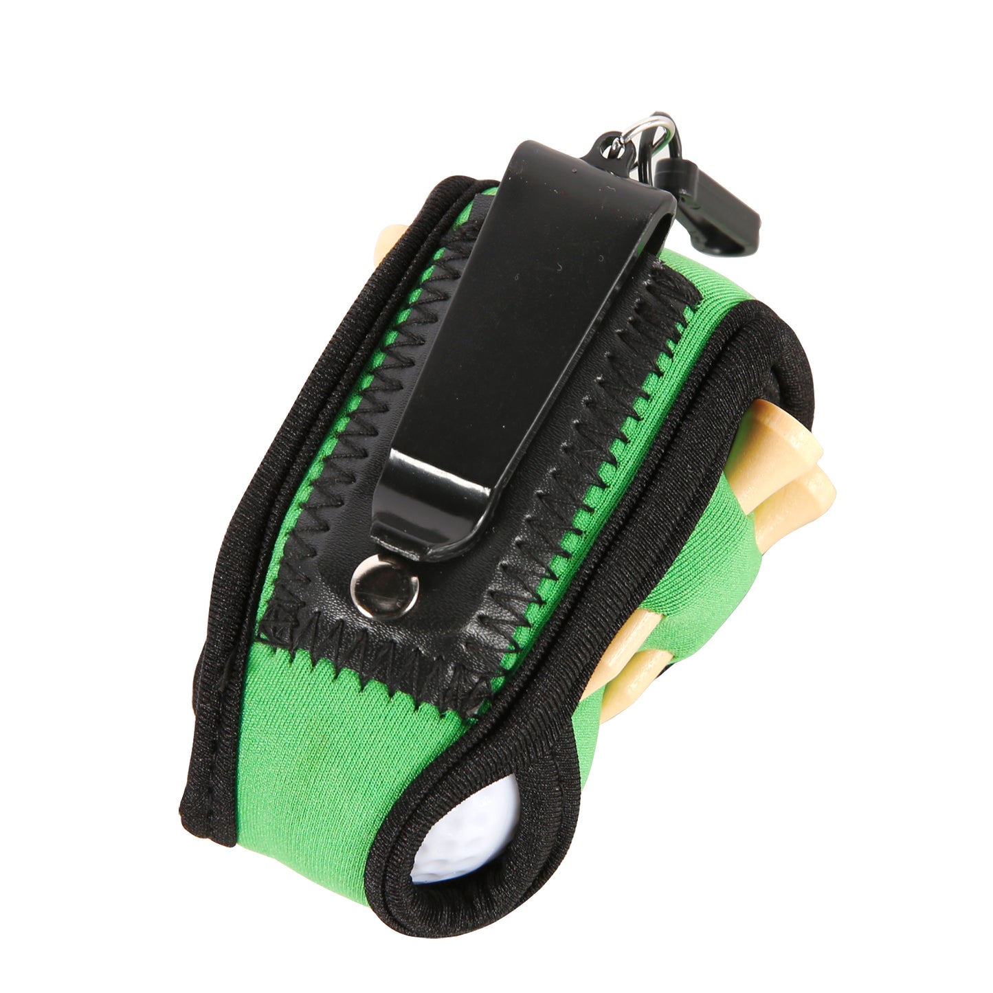 Golf Ball Carry Bag with Clasp Holds 2 Balls & Tees Trouser Attachment Green Golf Accessorise FoneFunShop