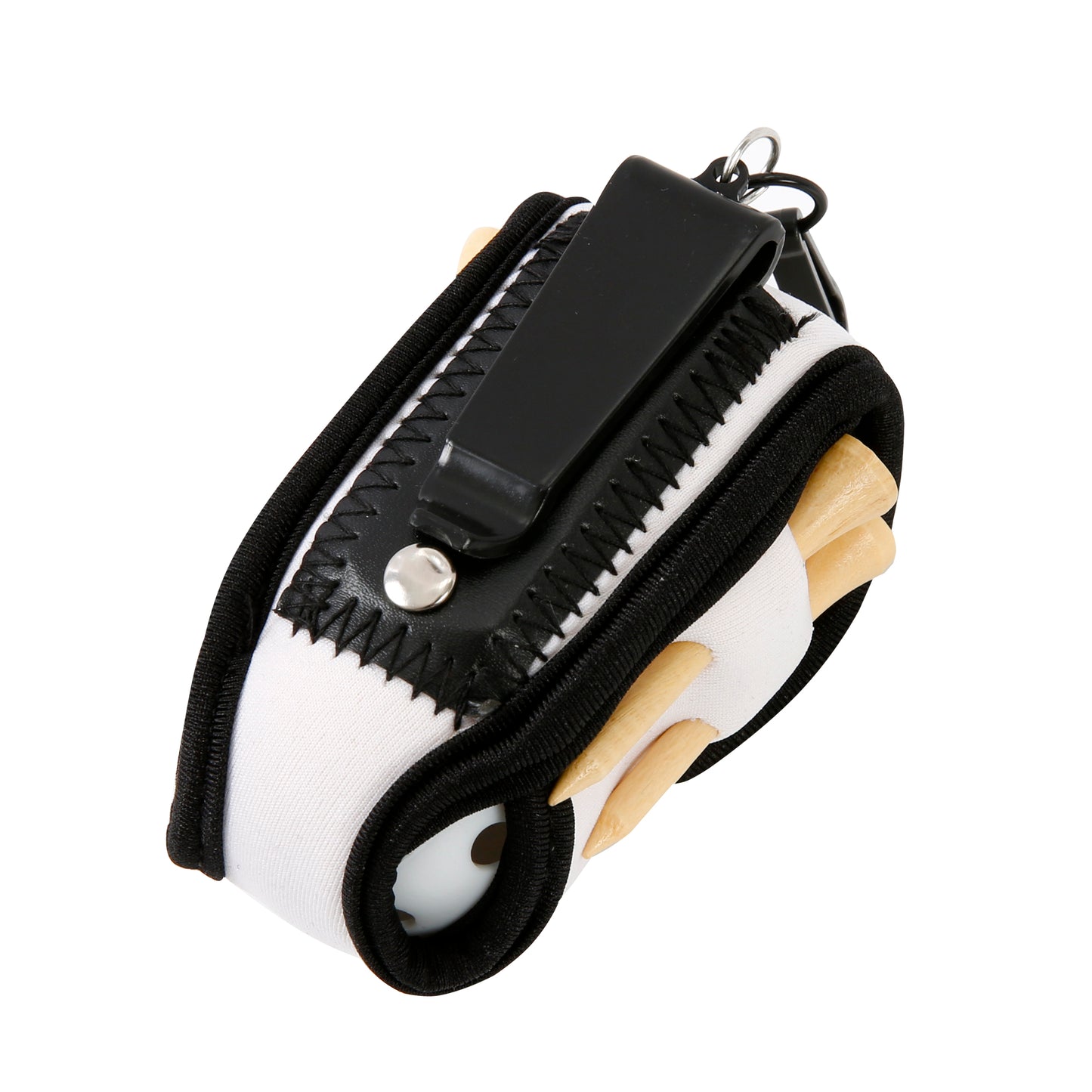 Golf Ball Carry Bag with Clasp Holds 2 Balls & Tees Trouser Attachment White Golf Accessorise FoneFunShop