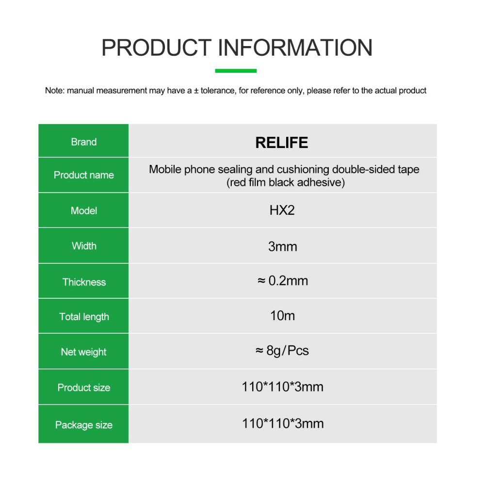 Relife HX2 Sealing & Cushioning Double-Sided Tape 3mm x 10m For Phone Repair Tape FoneFunShop