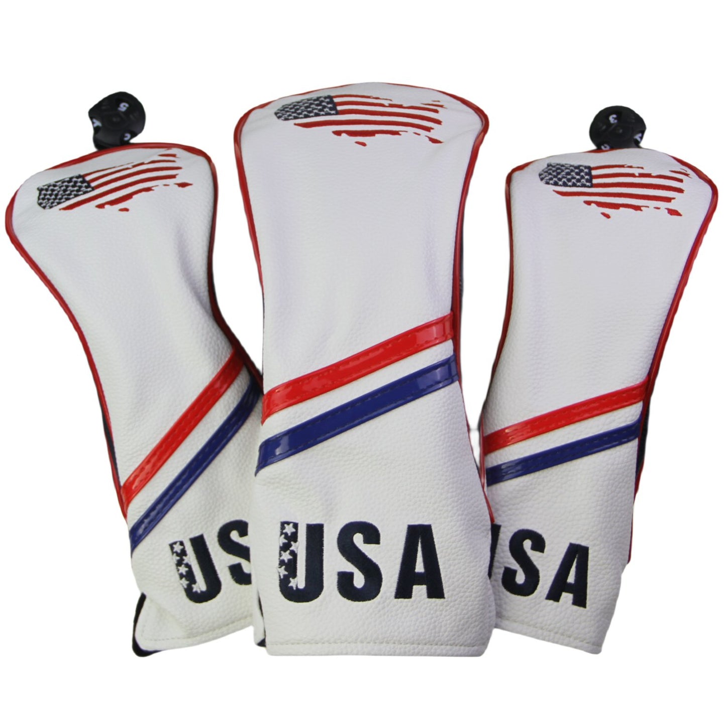 USA Flag Covers Driver 1 3 5 Headcovers 3Pcs White Golf Accessorise FoneFunShop