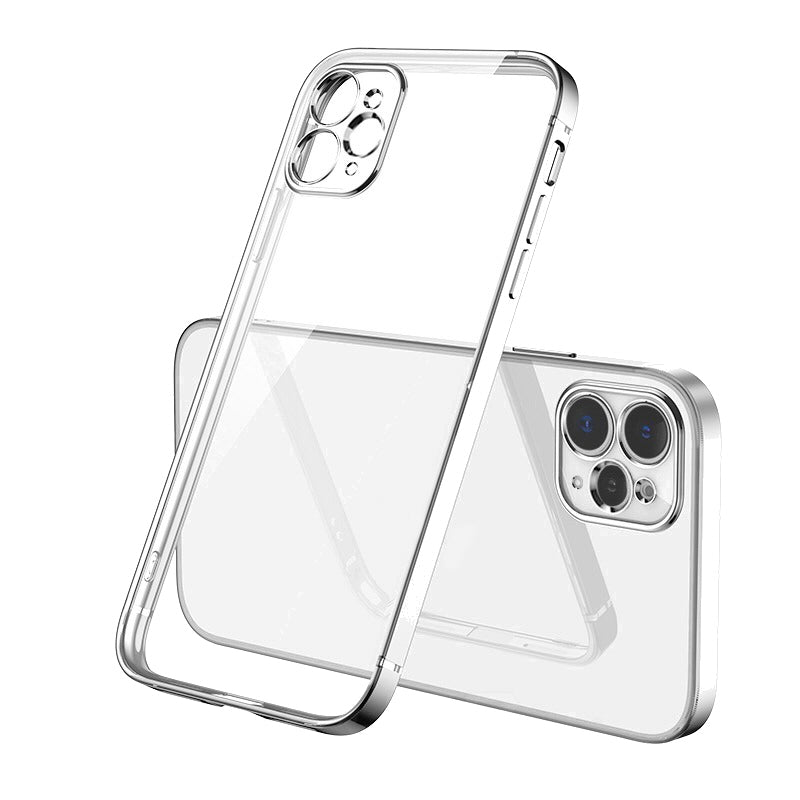 Case For iPhone 12 Pro Clear Silicone With Silver Edge Case Cover FoneFunShop