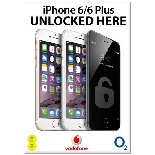 Phone Repair Poster A2 LARGE For iPhone 6 6 Plus Unlocked Here Unlock FoneFunShop