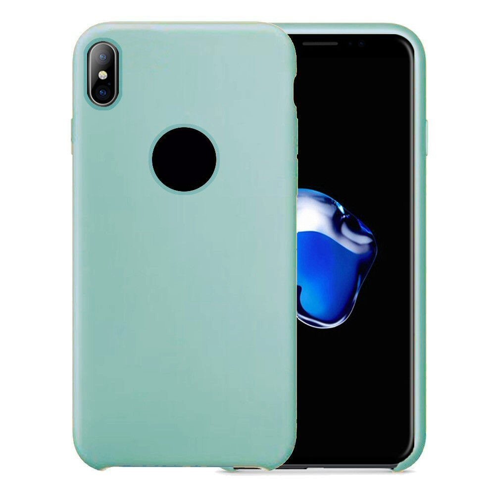 Case For iPhone X Smooth Liquid Silicone Sea Blue Case Cover FoneFunShop