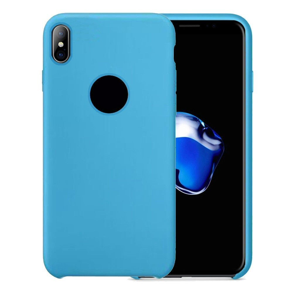 Case For iPhone X Smooth Liquid Silicone Sky Blue Case Cover FoneFunShop