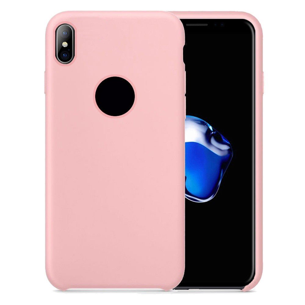 Case For iPhone X Smooth Liquid Silicone Light Pink Case Cover FoneFunShop