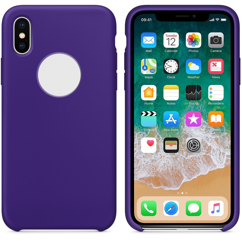 Case For iPhone X Smooth Liquid Silicone Purple Case Cover FoneFunShop