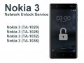 Nokia 3 TA 1020 Network Unlock Service mail in service