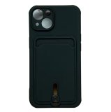 Silicone Card Holder Protection Case For iPhone 15 in Black