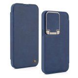 Leather Flip Case with Stand and Camera Protection For iPhone 15 in Blue
