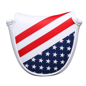 PU Leather USA Flag Golf Half Mallet Putter Club Cover Headcover