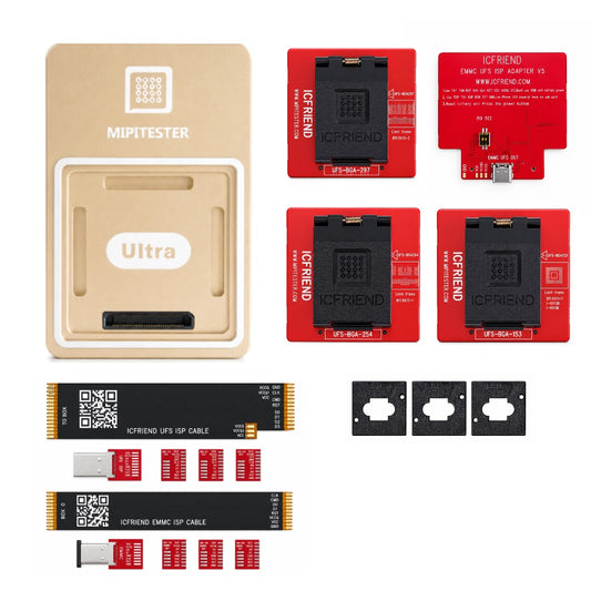 MiPiTester Ultra Box Full Kit with 3 Sockets For UFS-BGA153, UFS-BGA254, UFS-BGA297 with MiPi EMMC & UFS ISP Adapter Chip Programmer FoneFunShop