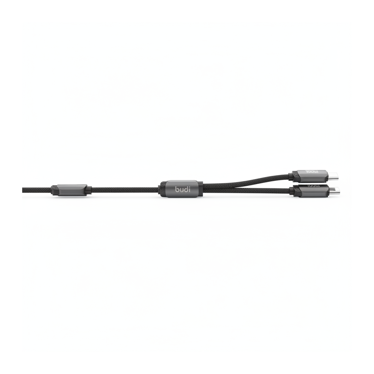 Budi 1.2M USB-C to Dual USB-C Cable 100W PD 2 in 1 Braided - side view