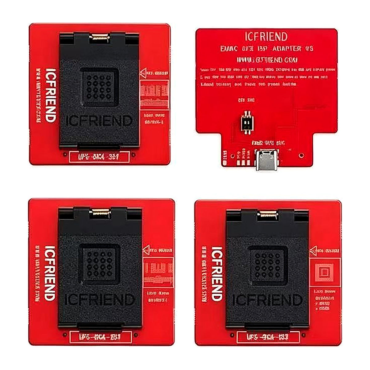 ICFriend UFS BGA153, BGA254 and BGA297 sockets with eMMC UFS ISP adapter