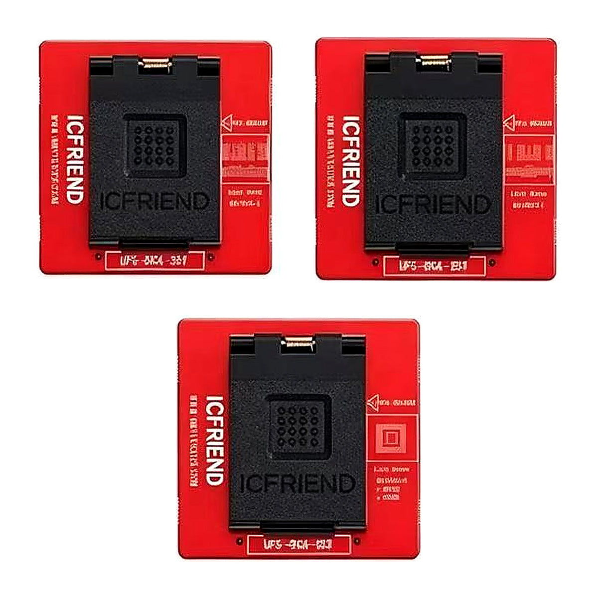 Three ICFriend UFS BGA socket adapters for chip-off reading