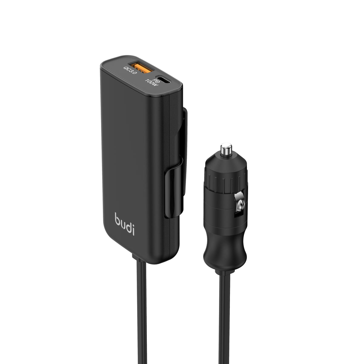 Budi 118W Car Charger PD 100W USB-C and QC 18W USB-A 1.5M Cable Car Charger FoneFunShop
