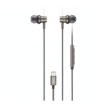 Budi EP79TB USB-C Metal Earphones True Sound with Mic 1.2M - top view