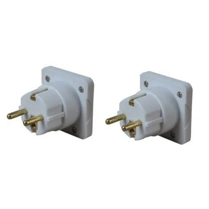 Pack of 2 Travel Adapter UK to EU Mains Plug Convertor - 10amp White 250V (Use UK Plug in Europe) Adapter FoneFunShop