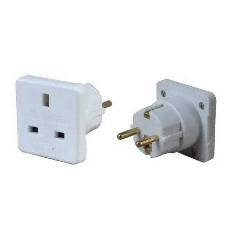 Pack of 2 Travel Adapter UK to EU Mains Plug Convertor - 10amp White 250V (Use UK Plug in Europe) Adapter FoneFunShop