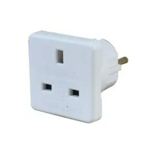 Pack of 2 Travel Adapter UK to EU Mains Plug Convertor - 10amp White 250V (Use UK Plug in Europe) Adapter FoneFunShop