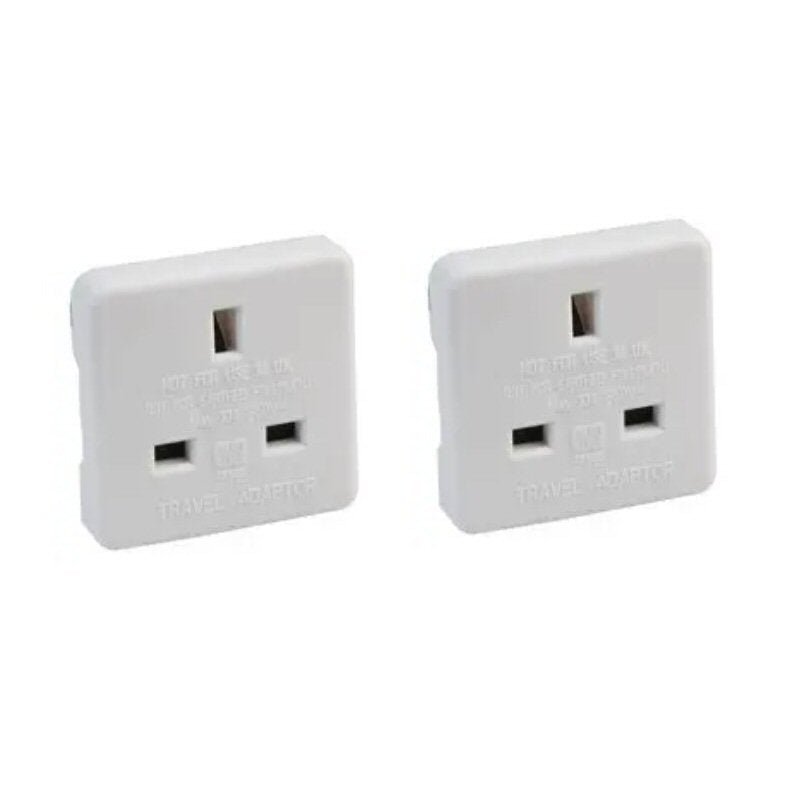 Pack of 2 Travel Adapter UK to US Mains Plug Convertor - 10amp White 250V (Use UK Plug in USA) Adapter FoneFunShop