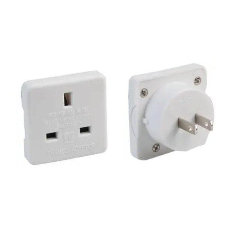 Pack of 2 Travel Adapter UK to US Mains Plug Convertor - 10amp White 250V (Use UK Plug in USA) Adapter FoneFunShop