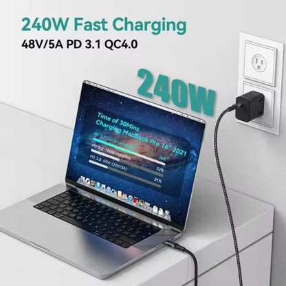 USB-C to USB-C 240W USB4 40Gbps Cable 1.5m Black Cable FoneFunShop