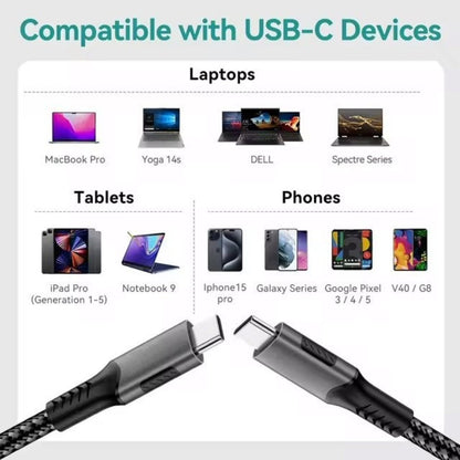 USB-C to USB-C 240W USB4 40Gbps Cable 1.5m Black Cable FoneFunShop