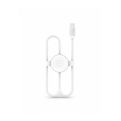 Budi 1.5M USB-C Cable 100W with Magnetic Smart Watch Charger White - front view