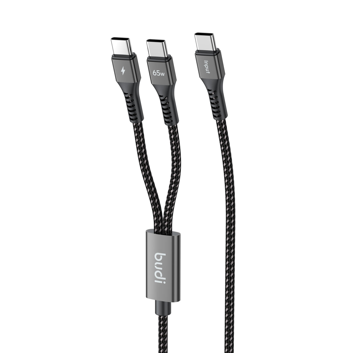 Budi 1.2M PD65W Super Fast Charge Cable Type C to Dual Type C Power Delivery Cable FoneFunShop