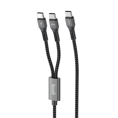 Budi 1.2M PD65W Super Fast Charge Cable Type C to Dual Type C Power Delivery Cable FoneFunShop