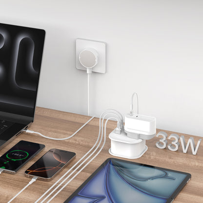 Budi 33W Charging Station 2 x USB-C PPS and USB-A with UK Plug Sockets Wall Charger FoneFunShop