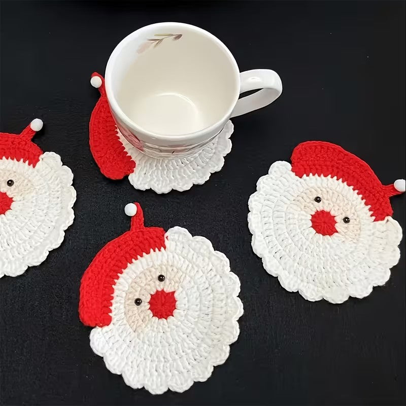 Handmade Crochet Christmas Coasters Holiday Table Decoration Drink Mats - 4PCS Christmas FoneFunShop