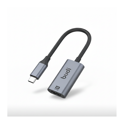 Budi USB-C to HDMI Adapter 4K 30Hz Aluminium Plug and Play Grey Adapter FoneFunShop