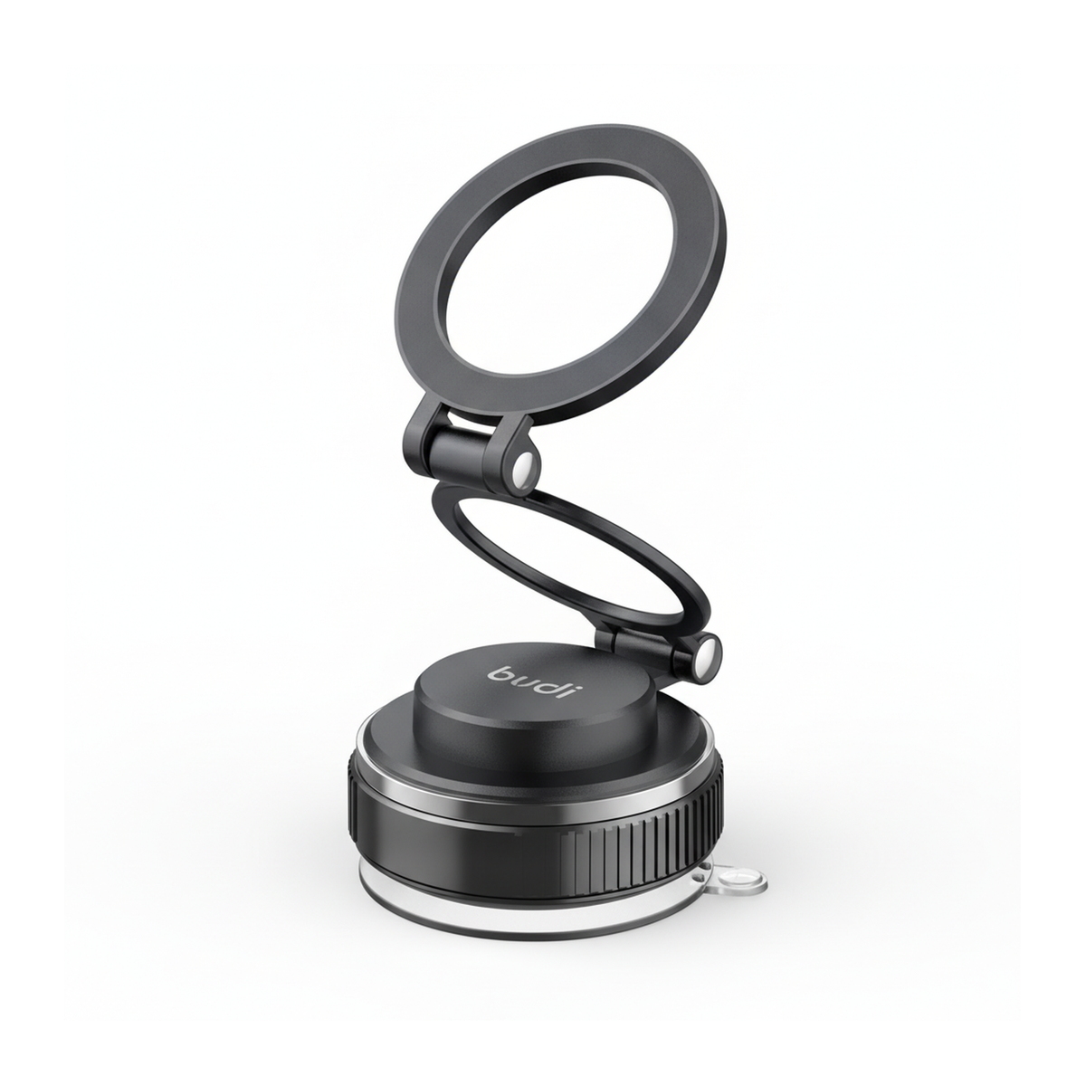 Budi Magnetic Car Phone Mount Foldable Suction Base 360 Rotation - angled left view