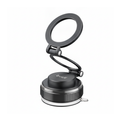 Budi Magnetic Car Phone Mount Foldable Suction Base 360 Rotation - angled right view