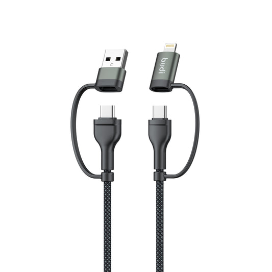Budi 4in1 USB-C 8Pin USB-A PD65W/PD27W Aluminium Shell Fast Charging Cable Cable FoneFunShop