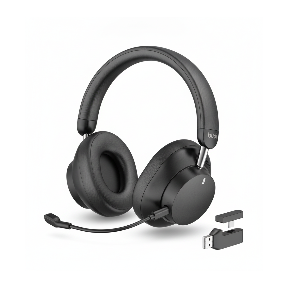 Budi Wireless Gaming Headset 2.4G Bluetooth Wired 40mm Drivers 33H - angled right view
