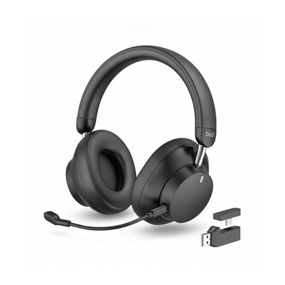 Budi Wireless Gaming Headset 2.4G Bluetooth Wired 40mm Drivers 33H - angled right view