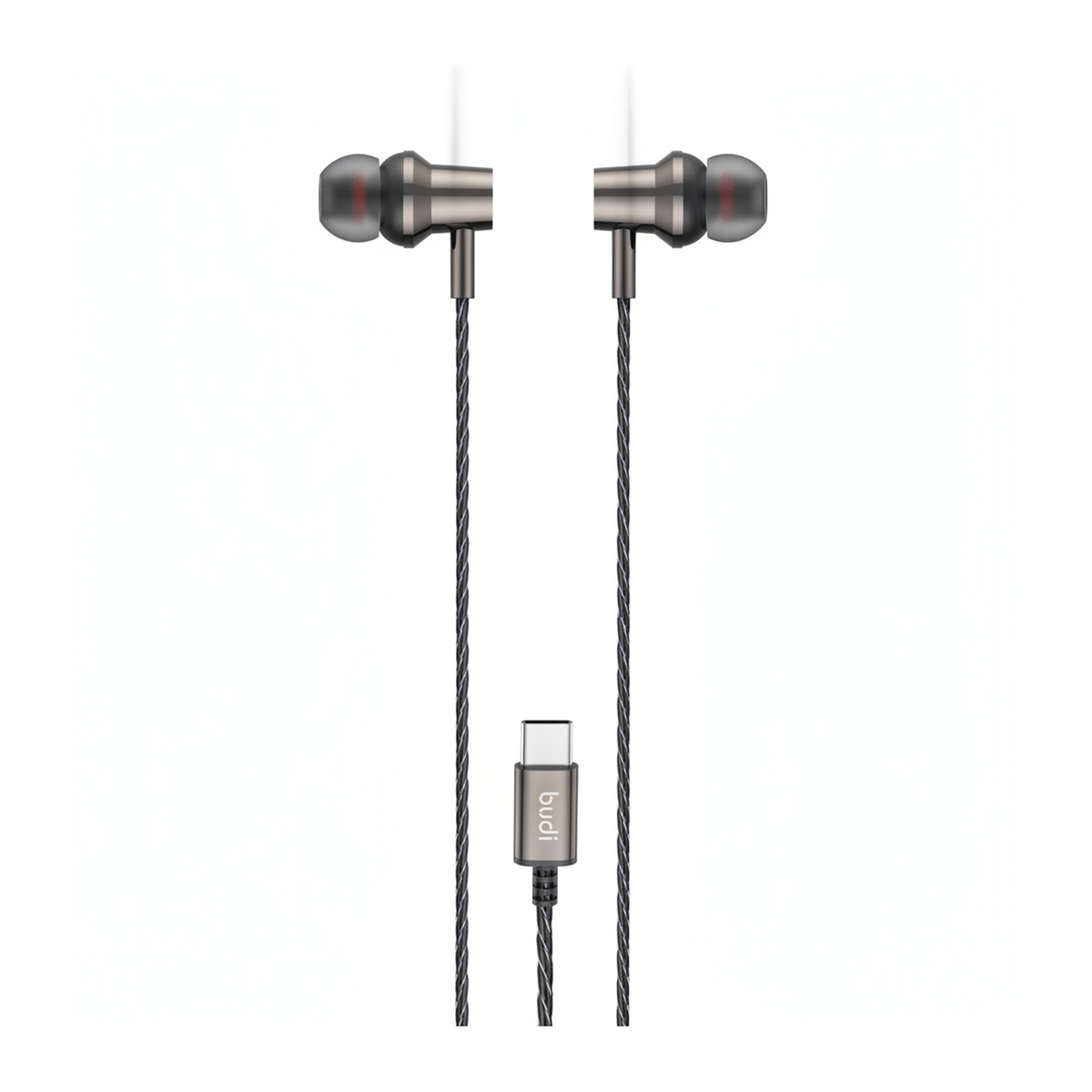 Budi EP79TB USB-C Metal Earphones True Sound with Mic 1.2M - front view