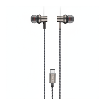 Budi EP79TB USB-C Metal Earphones True Sound with Mic 1.2M - front view
