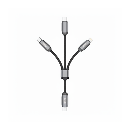 Budi 1.2M USB-C to USB-C and 8Pin Cable 2 in 1 100W PD Braided - top view