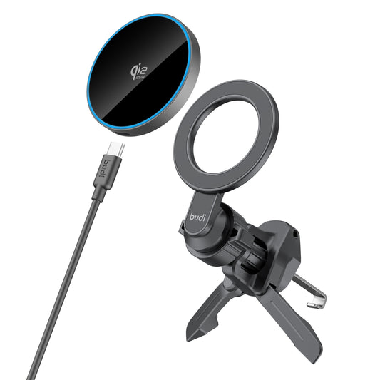 Budi W059A 25W Super Fast Wireless Car Charger - Magnetic Vent Mount Car Charger FoneFunShop