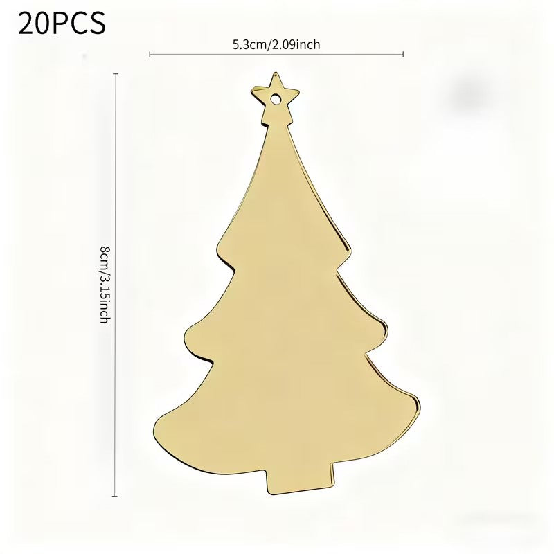 Golden Mirror Acrylic Christmas Tree Ornaments DIY Hanging Decorations - 20PCS Christmas FoneFunShop