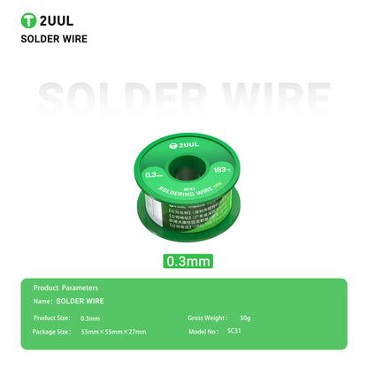2UUL Solder Wire 0.3mm Diameter 100M 183 Degree 50g Solder Wire Solder FoneFunShop