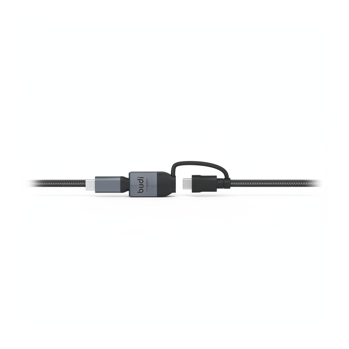 Budi USB-C to USB-C and 4K HDMI Cable 2M Braided 10Gbps 65W Charging - side view