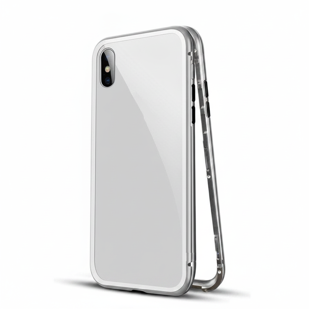Case For iPhone X White Magnetic Absorption Metal Edge Case Cover FoneFunShop