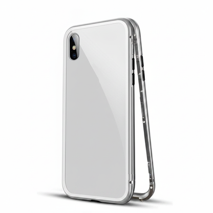 Case For iPhone X White Magnetic Absorption Metal Edge Case Cover FoneFunShop