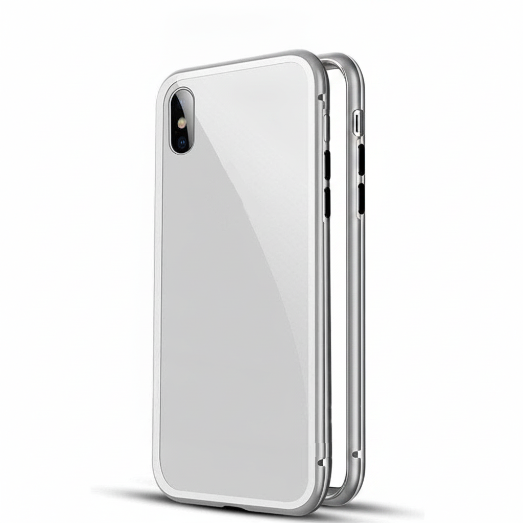 Case For iPhone X White Magnetic Absorption Metal Edge Case Cover FoneFunShop
